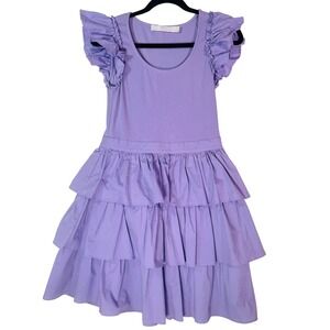 Rachel Parcell Lavender Purple Tiered Ruffle Mini Dress Size 6 Coquette Feminine
